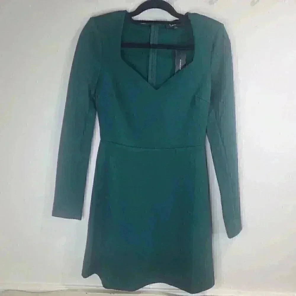 NWT Lulu's Desires of the Heart Emerald Green Long Sleeve Skater Dress small - Picture 4 of 12